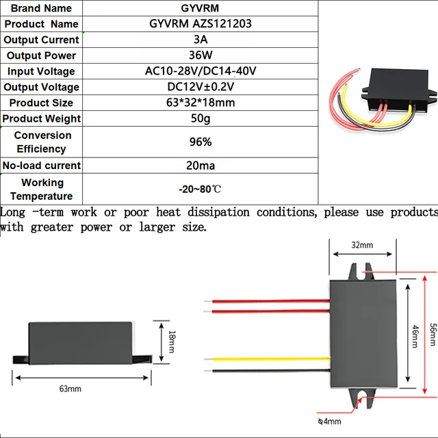 Convertitore AC 24V A DC 12V 3A 36W - Trasformatore Per Auto Audio E Impianti Elettrici - Foto 6