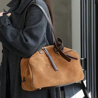 Autumn winter Women's Cow Genuine Leather Tote Bag suede commuting Cowhide Handbags Large Capacity Designer Luxury velvet Bags - Image 2