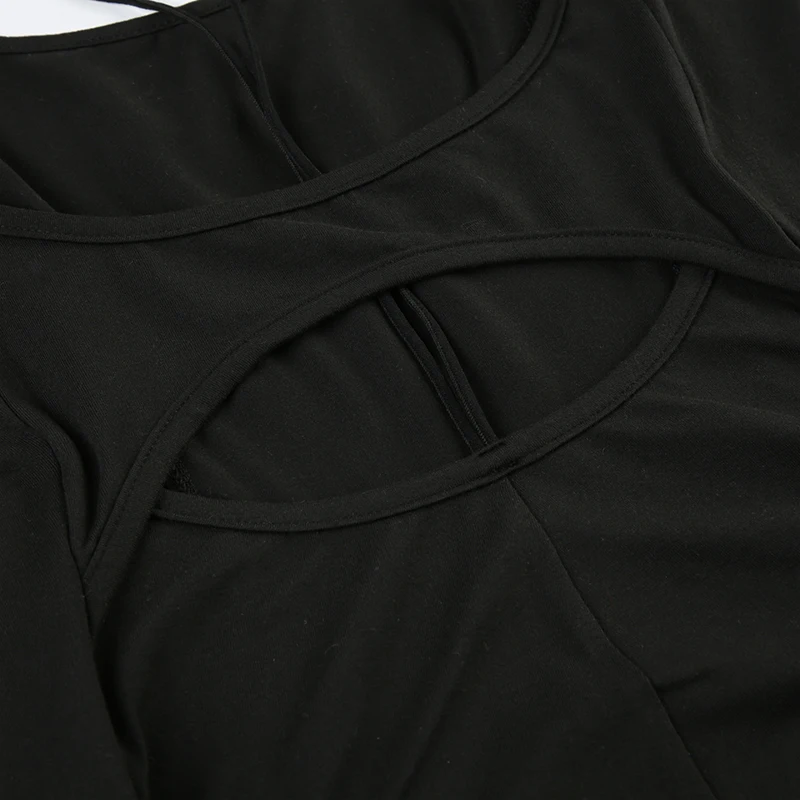 Mono negro sin mangas ajustado con espalda descubierta y corte cruzado para mujer, ropa deportiva informal