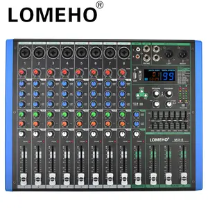 LOMEHO-Mesa mezcladora de sonido EQ de 7 bandas, consola de DJ de mezcla de  6 canales Mono con salida USB 2 AUX, AM-GT6 de efectos individuales de 48V  99