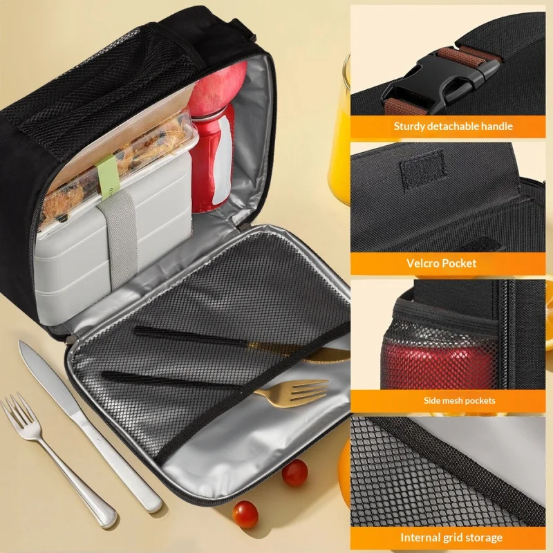 New Style Buckle Handheld Lunch Bag Thick Oxford Cloth Insulated Meal Bag for Office Workers