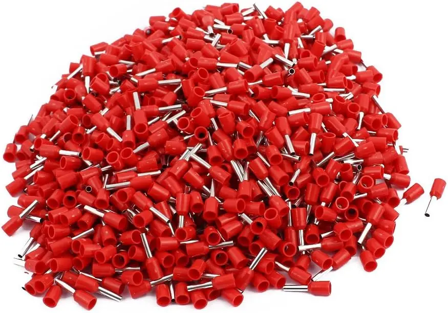 

1000Pcs E1508 Red Crimp Connector Insulated Pin Terminal for 16 AWG Wire