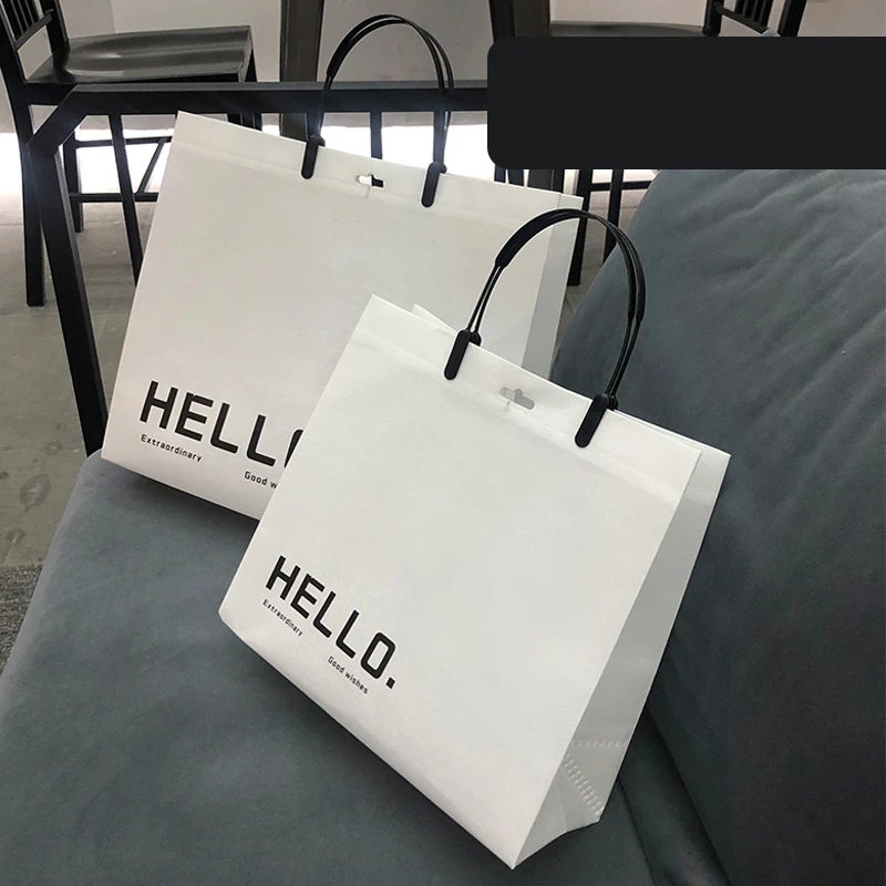 StoBag 10pcs Orange Non-woven Tote Bags Shopping Fabric Woman Fashion Eco Storage Reusable Large Pouches Custom Logo(Extra Fee) 2