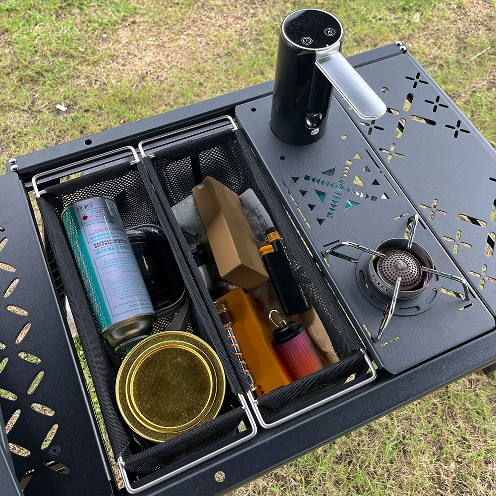Camping IGT Unit Folding Basket Storage Box Portable Folding IGT Mesh Drain Basket Outdoor IGT Table Accessories