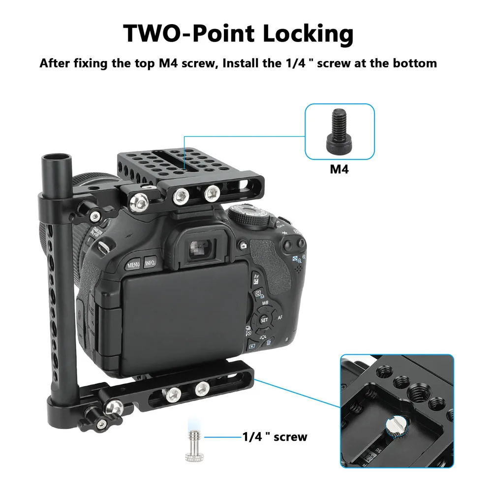Foldable Half Camera Cage with Top and Left-Side Handles Fits 4.8inch Height Cam
