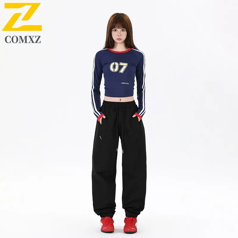 COMXZ 2025 Autumn New Unisex Pants American Classic Sweatpant Fit Ankle Button Streetwear Loose Trendy Casual outdoor Trousers