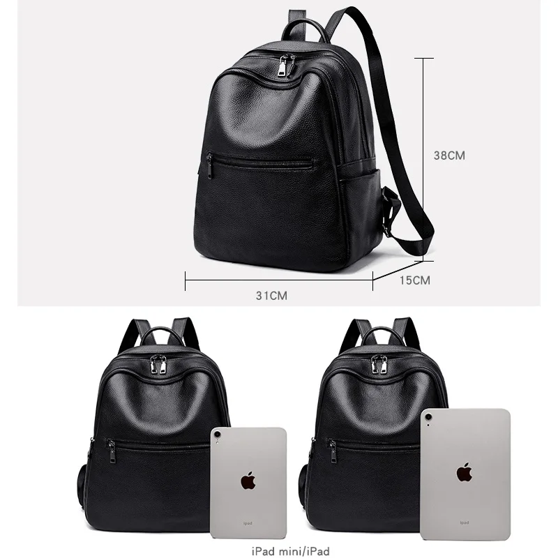 100% Genuine Leather Backpacks For Women Cowhide High Capacity Waterproof Backpack Trendy Women Bags Girl Travel School Bags 5