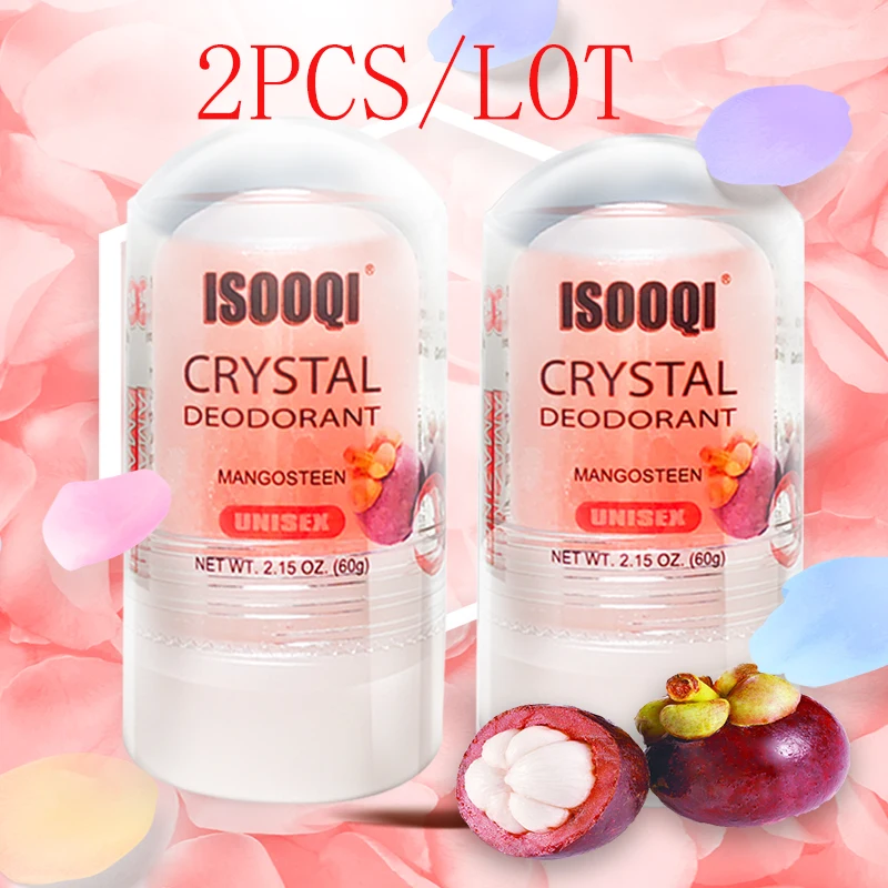 

MAGICARE 2PCS /LOT 60G Mangosteen Alum Stick Potassium Alum Block Antiperspirant Stone Crystal Deodorant Natural Unisex