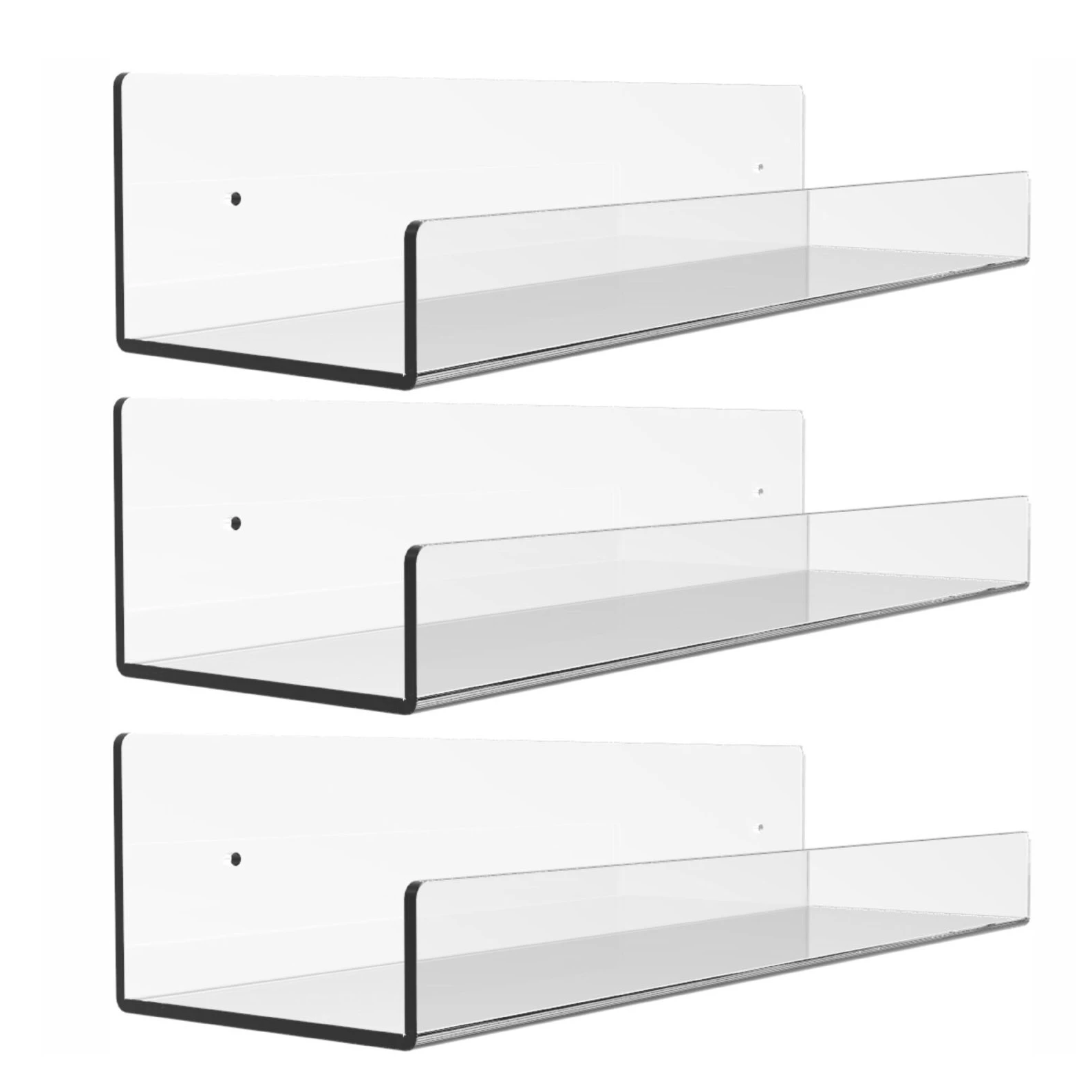 2/3pcs Acrylic Transparent Wall Hanger Free Punch Floating Wall Shelf