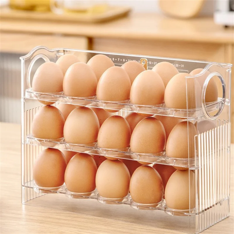 Egg Storage Box Egg Case Holder Tray Organizer 30 Grids For Refrigerator egg carton