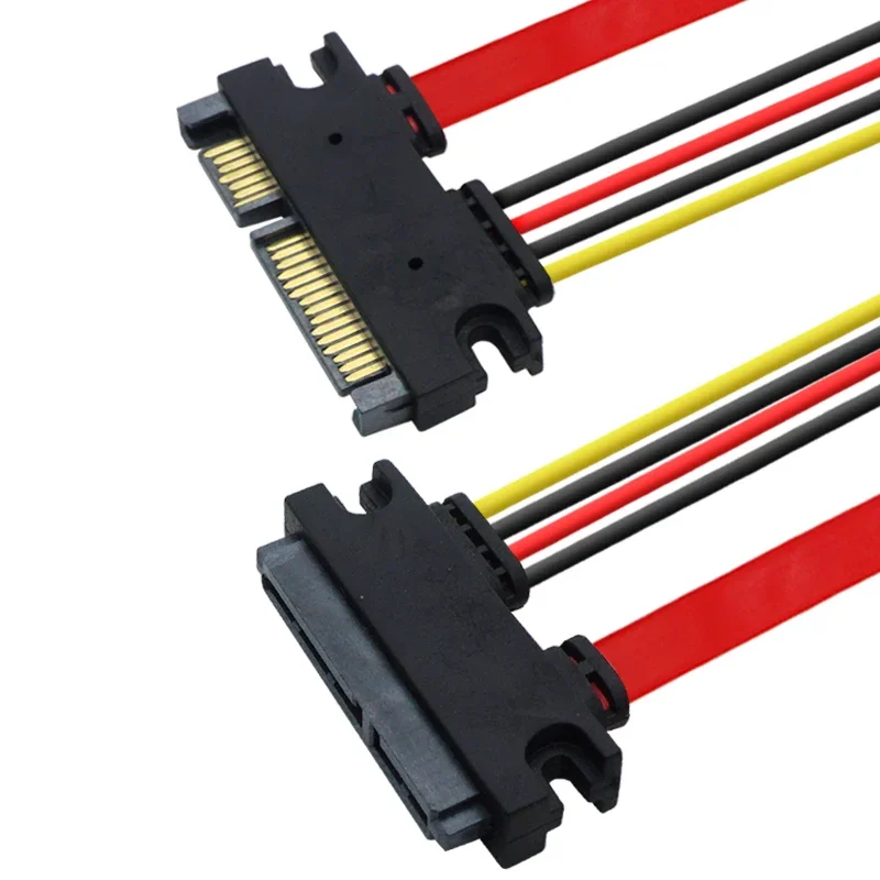 Red 0.3M 0.5M 7+15 22Pin SATA Extension Cable Male To Female 22 Pin Serial ATA Data Power Cord for 2.5 3.5 Inch HDD SSD