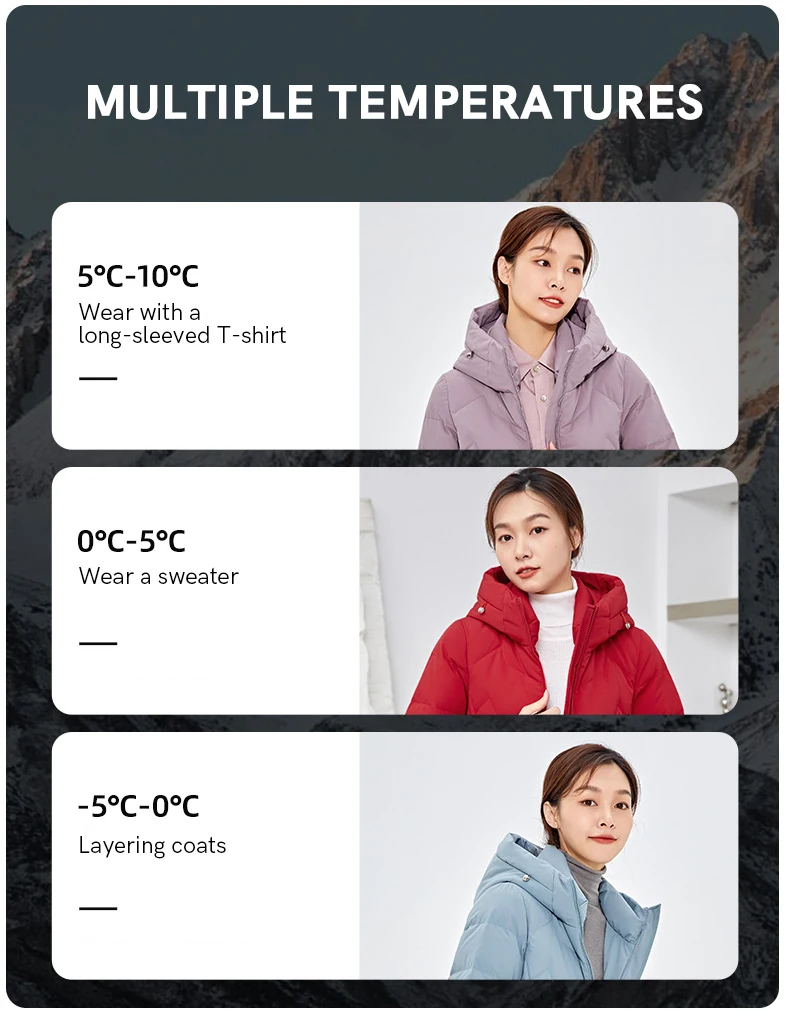 Chericom Down Jacket Women Winter Hooded Mid Long Duck Down Thick Warm Padded Coat Loose Versatile Commute Puffer Jackets 289193