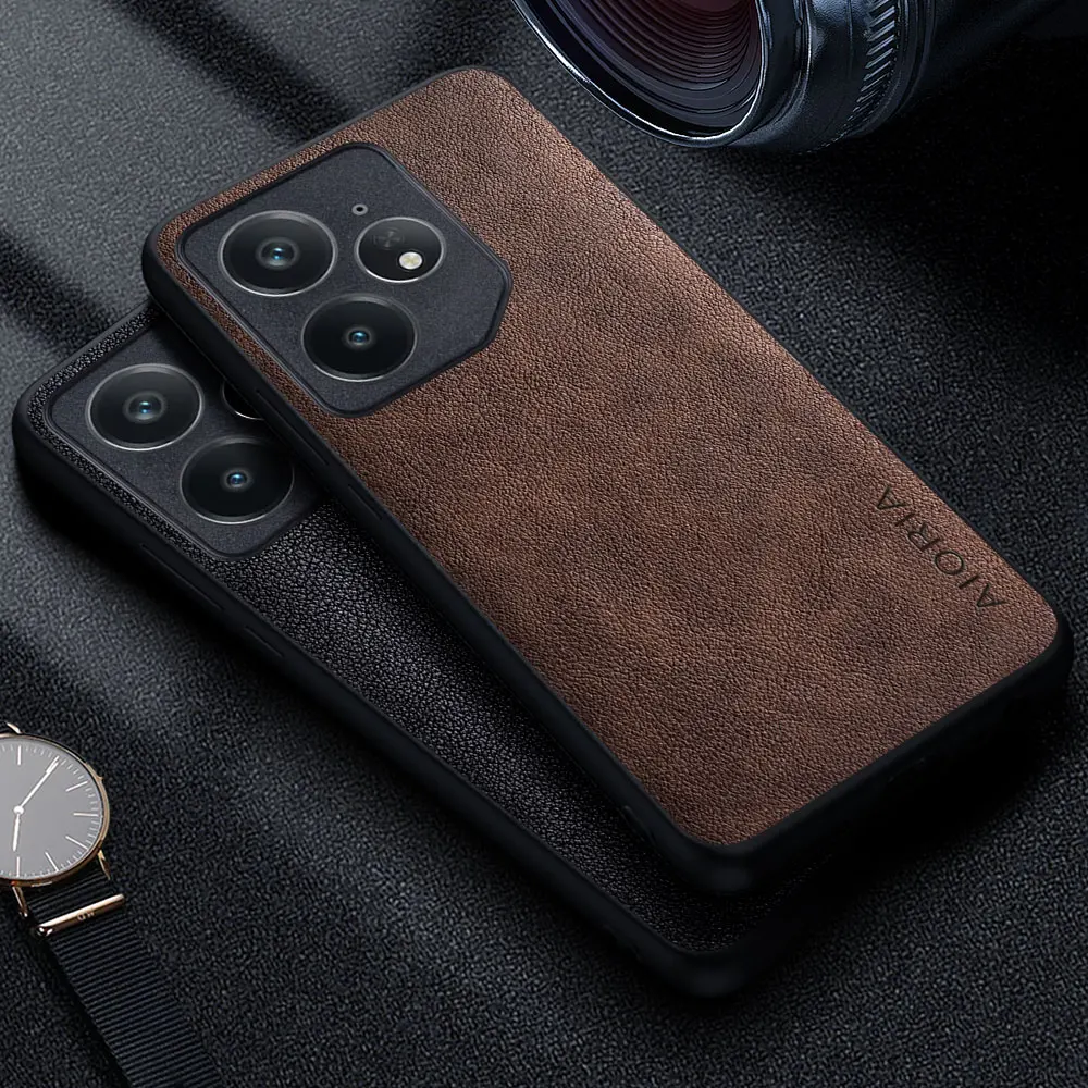 Premium PU Leather Phone Cover with Full Protection and Precise Camera Cutout - Black