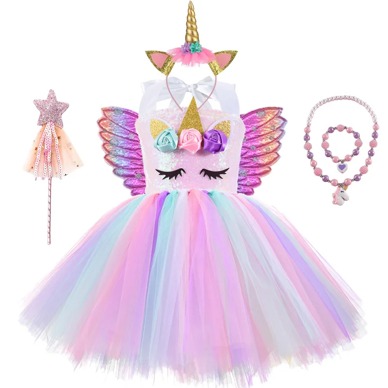 Christmas Unicorn Tutu Dress Sequins Girls Mermaid Ballet Dance Ball Princess Birthday Party Gift Halloween Cat Cosplay Costume cosplay costume