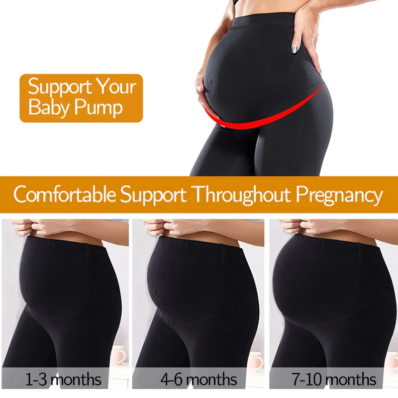 High Waist Maternity Leggings Women Belly Support Knitted Leggins Black Workout Pregnancy Clothes Body Shaper Trousers