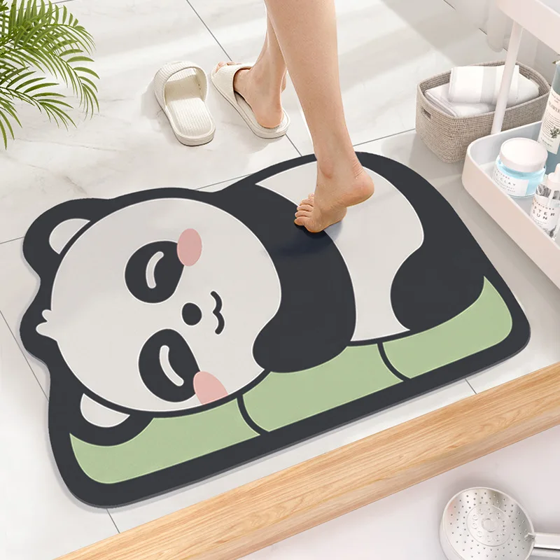 Home Clean Diatom Super Absorbent Bathroom Mat Cartoon Non-Slip Mud Toilet Pad Quick-Drying Bath Mat Floor