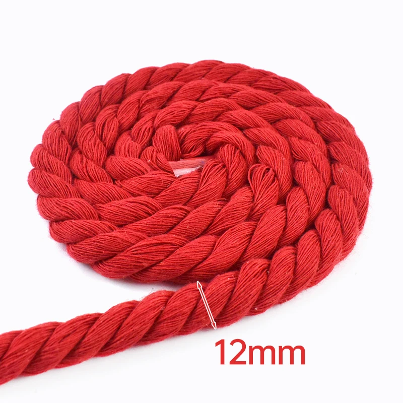 Red Braided Twisted Cotton Cord for DIY Crafts and Accessories – Multiple Lengths and Thickness Options