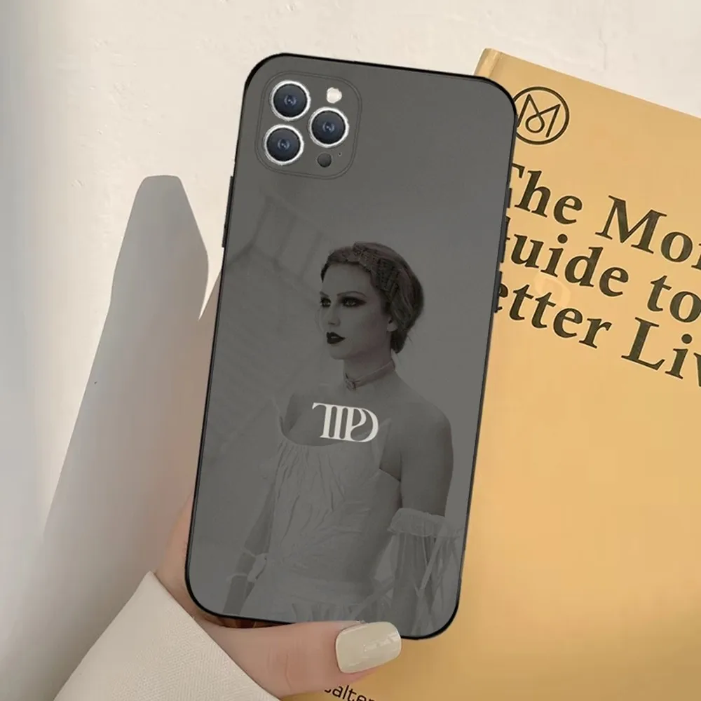 thumbnail image 1 of Funda para teléfono T-TaylorS TTPD S-SwiftS para iPhone 16, 15, 14, 13, 12, 11, Pro, X, XS, Max, XR, Plus, Mini, funda negra suave, 1 of 5