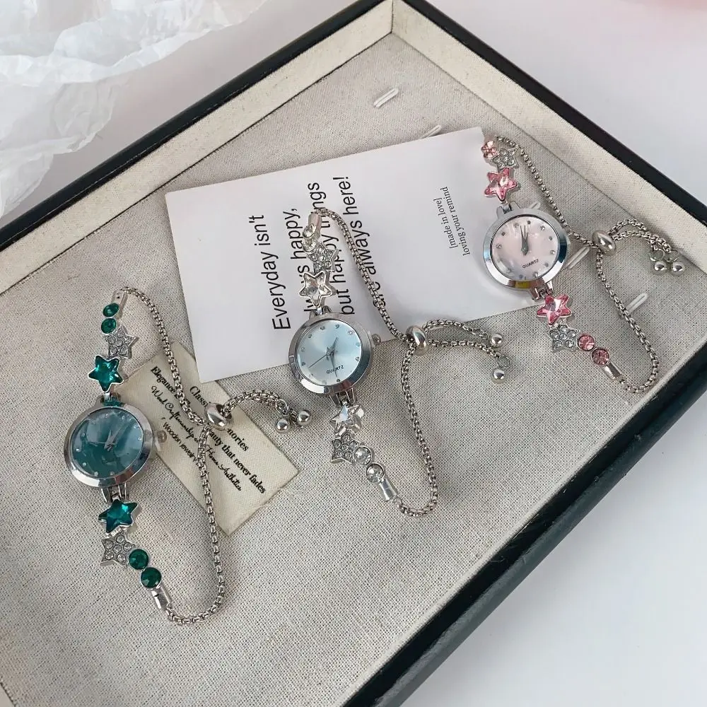 Elegant Rhinestone Star Chain Quartz Bracelet Watch