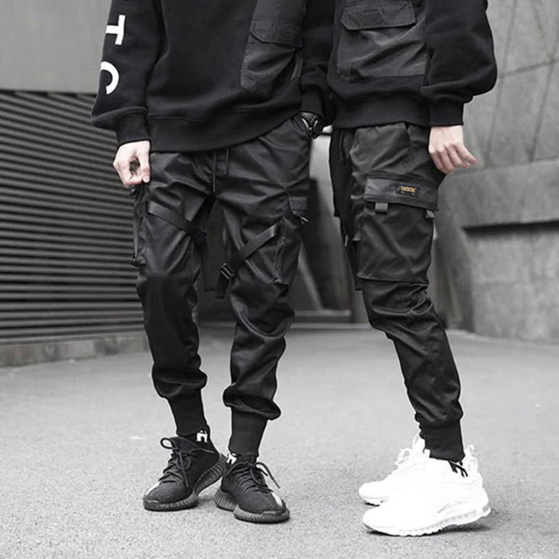 남성 Techwear 바지 코튼 스트리트웨어 블랙 카고 바지 청소년 하렘 바지 Joggong Sportswear Trendy Jogger 2024 Z1