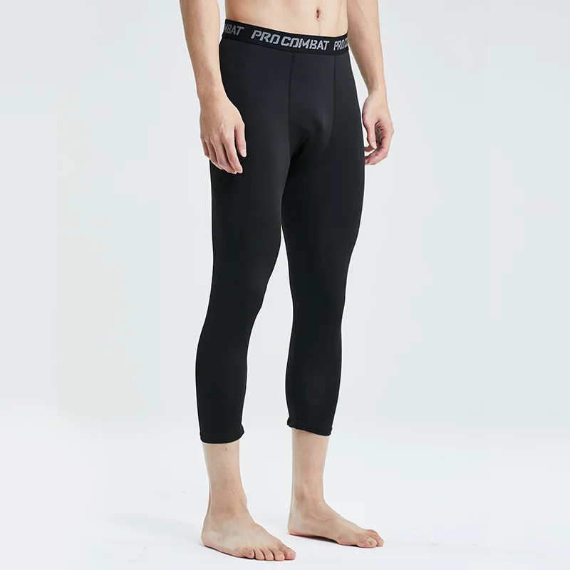 Basketball Tight Pants Mens Seven High Elastic Training Sports Fitness 7 Points Leggings Fast Dry