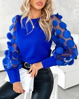 Fashion Lace Floral Tops Blouses Women 2024 Long Sleeve Elegant O-neck Loose Shirt Blouse Casual Shirts Spring Summer Ladies Top