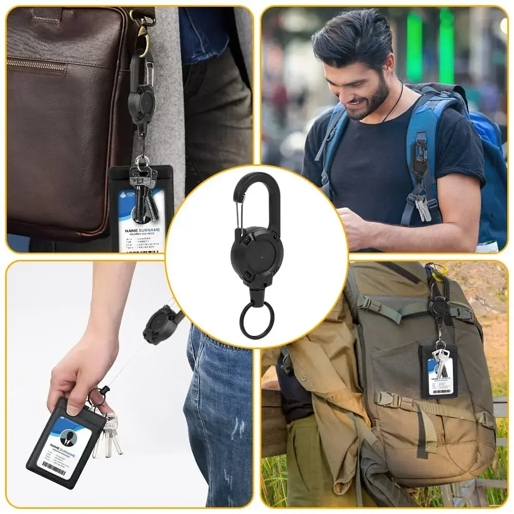 New Outdoor Automatic Retractable Wire Rope Luya Anti-theft Tactical Keychain Telescopic Keychain Retractable Hook Tool