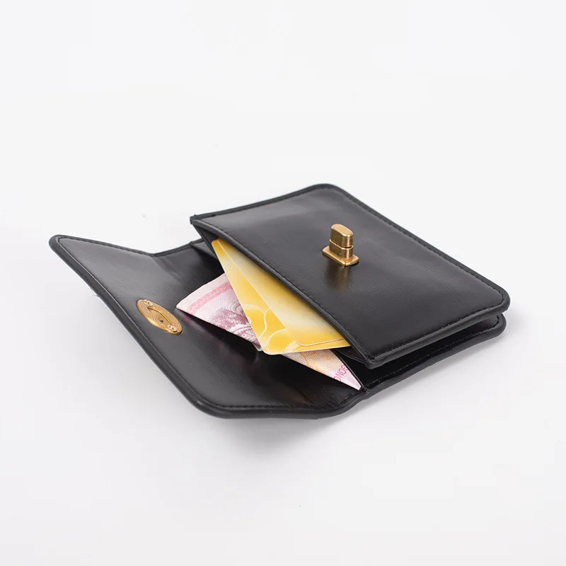 Retro Genuine Leather Credit Card Holder Luxury Fashion Initials Slim Women Wallet Engrave Letters Lock Flap Mini Purse leather wallet credit card holder women wallet card wallet coin purse wallet women purse women coin purse slim wallet