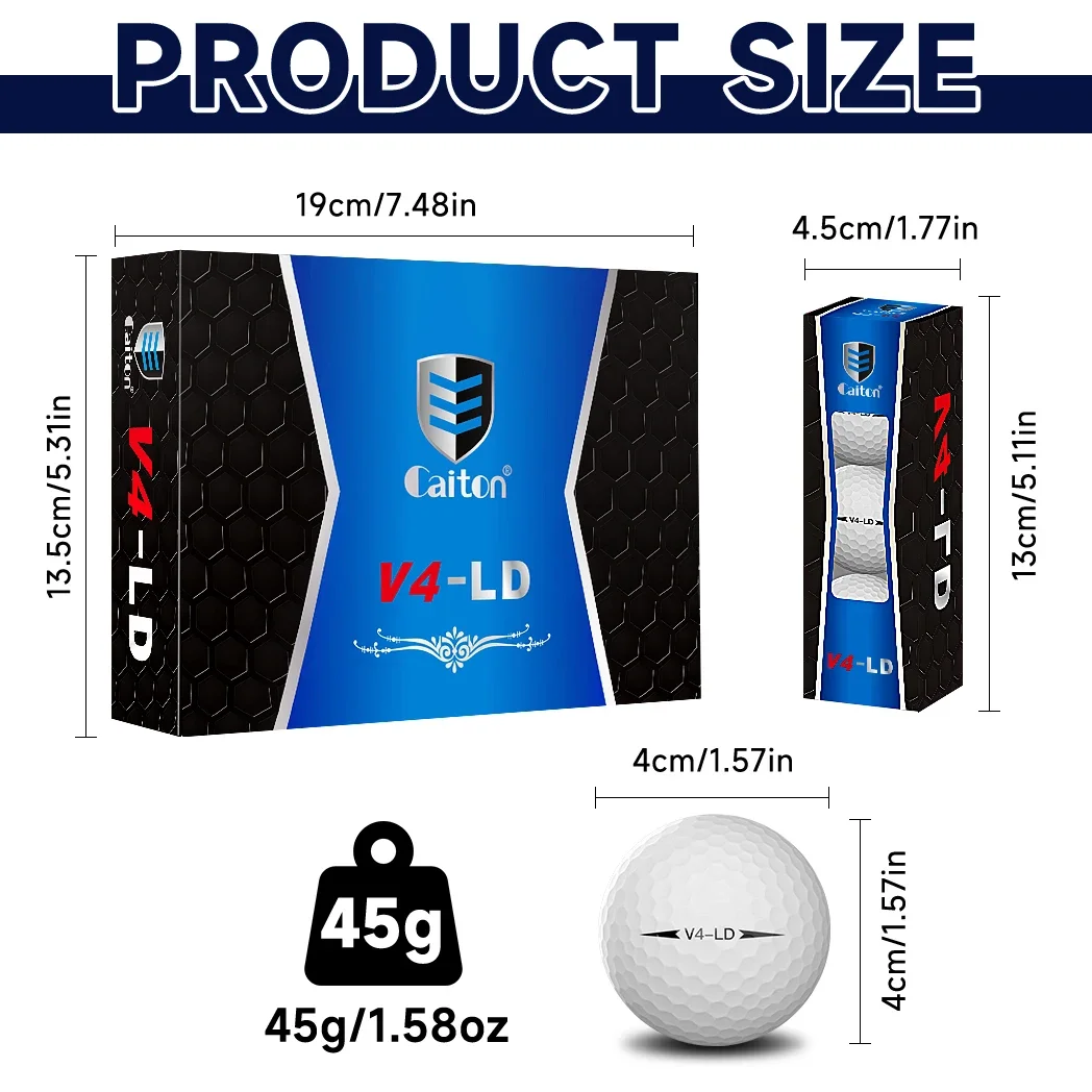 Caiton Pro Golf Balls – Enhanced Distance & Performance, Soft Feel, Durable 4-Layer Design