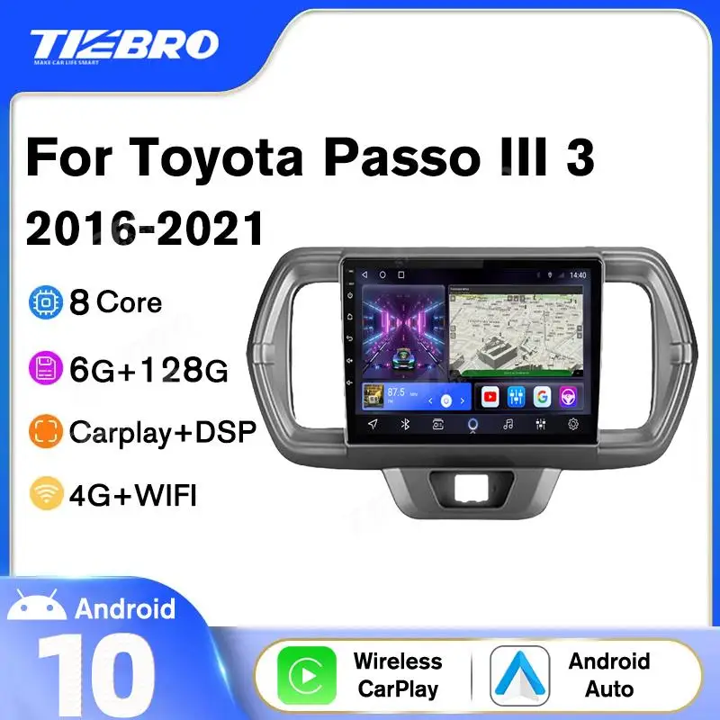 

Tiebro Car Stereo For Toyota Passo III 3 2016-2021 2DIN Android10 Stereo Receiver Car Radio GPS Navigation Multimedia Player DSP