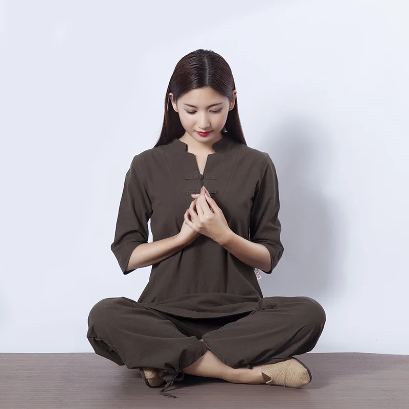 Set da Yoga da donna Tai Chi uniforme Zen tuta da meditazione