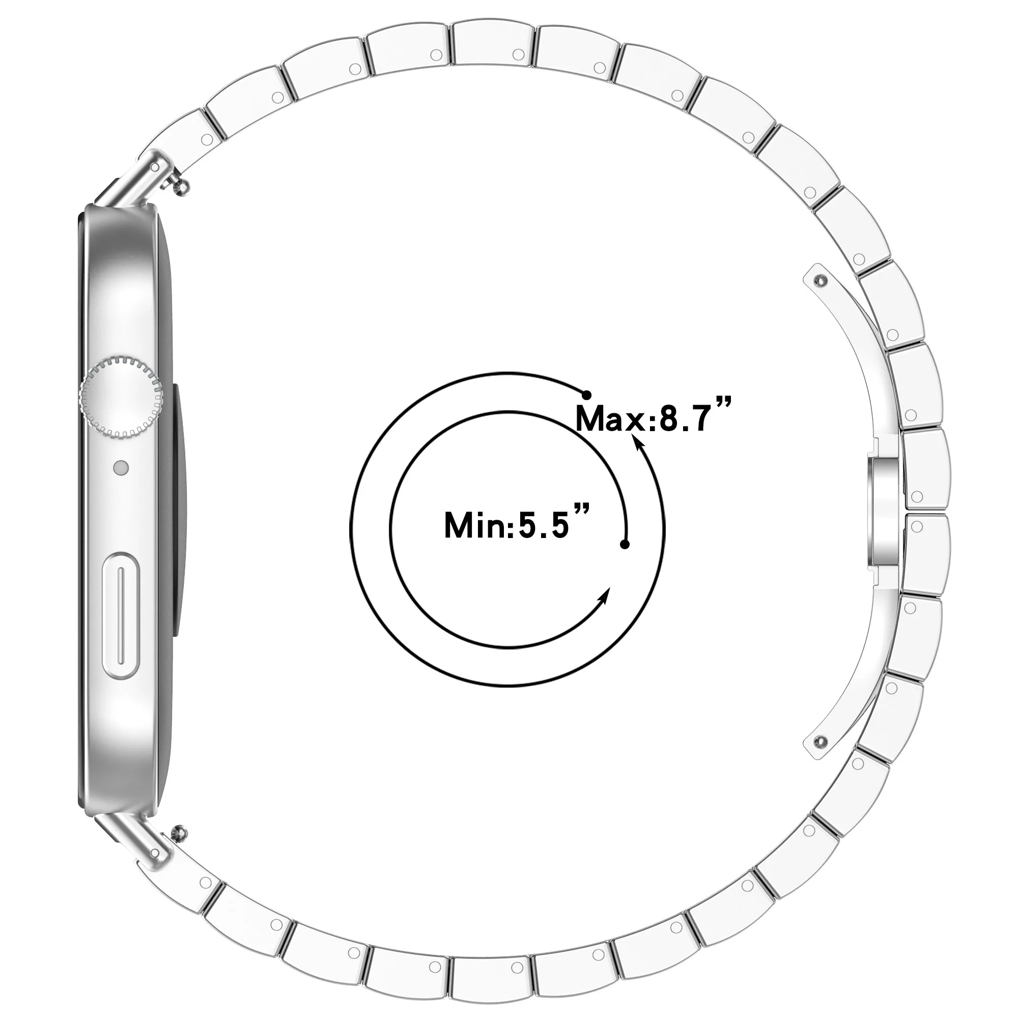 Premium Stainless Steel Wristband for Smartwatches - Elegant Metal Strap and Bracelet
