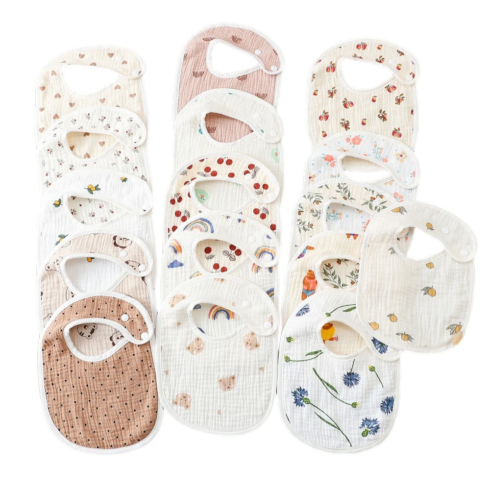 Baby Bibs Burp Cloths U Shaped Bibs Soft Cotton Adjustable Bib Korean Style Newborn Feeding Bibs Infants Rainbow Saliva Towel