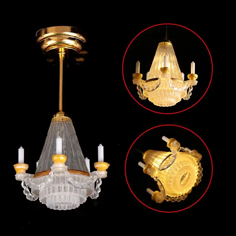 1/6 1/12 Scale Dollhouse Accessories Miniature LED Wall Sconce Lamp, dollhouse table lamp, Battery Operated With ON/OFF Switch 2