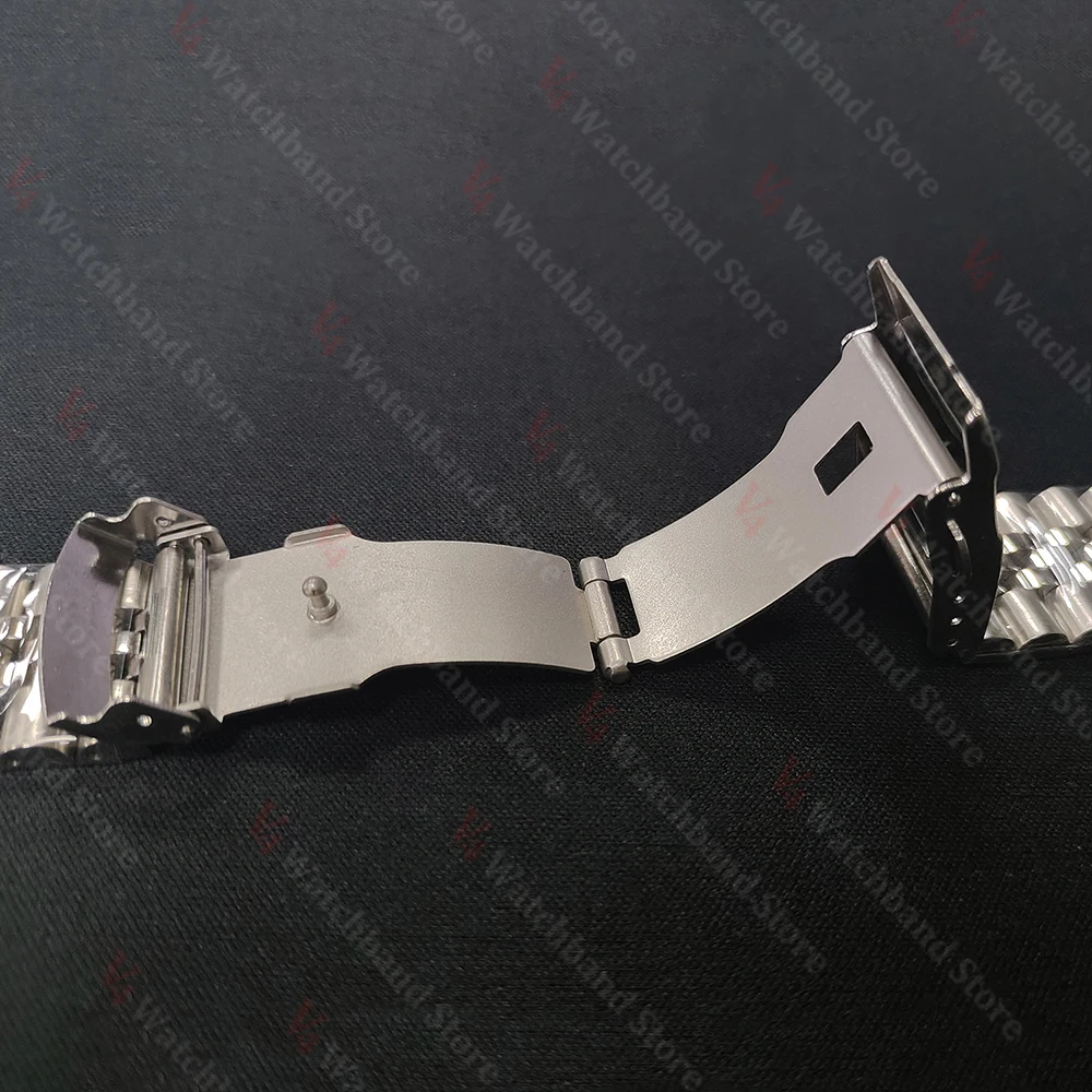 Solid Stainless Steel Curved End Watch Strap - Jubilee Bracelet Style