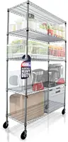 48 x 18x76 4000LBS Metal Shelves for Storage with Wheels Ideal for Garage Shelving 5 Tier Wire Shelving Rack for Kitchen Storage 1