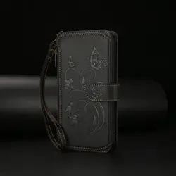 Crossbody Multi Card Leather Zipper Case Luxury Wallet Cover - OnePlus Nord CE 5 (Black - Short Strap)