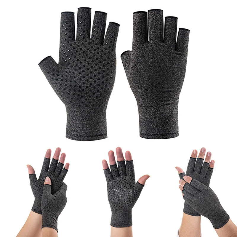 1 Pair Compression Arthritis Gloves Rehabilitation Fingerless Mittens Nonslip Cycling Sports Wrist Support Wristband S/M/L/XL 4