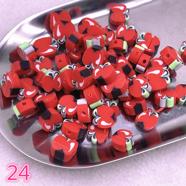 10mm Color Fruit Beads Polymer Clay Beads Polymer Clay Spacer Loose Beads for Jewelry Making DIY Bracelet Accessories