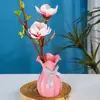 Flower Vase Nordic Plastic Vase Shatterproof Flower Vase with Ruffled Mouth Dried Flowers Holder with Bow for Home Decor 1