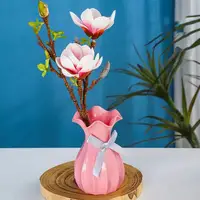 Flower Vase Nordic Plastic Vase Shatterproof Flower Vase with Ruffled Mouth Dried Flowers Holder with Bow for Home Decor 1