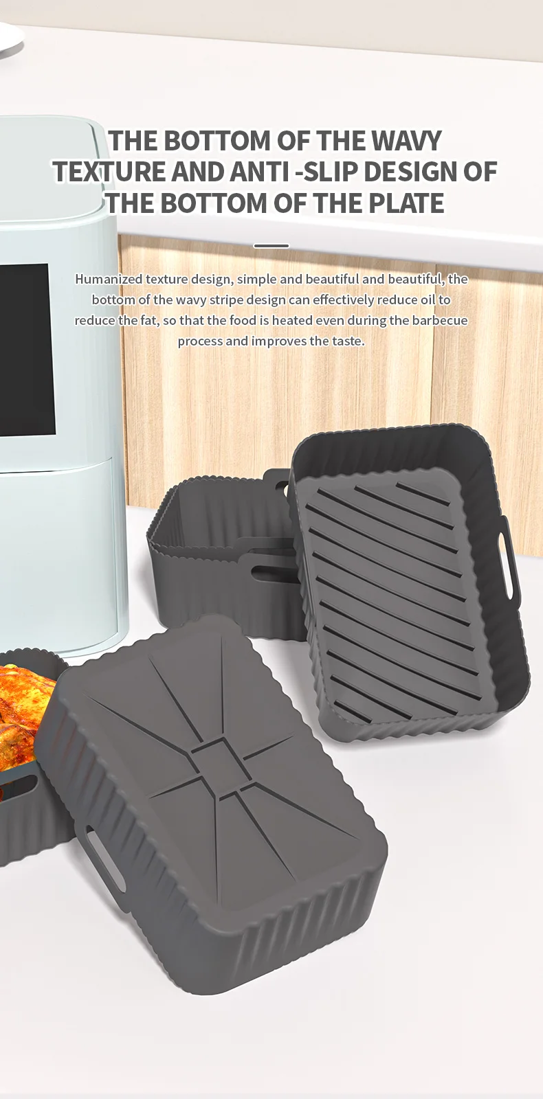 Air fryer silicone air fryer oven baking silicone tray reusable air fryer pot bottom mold pizza fried chicken tool