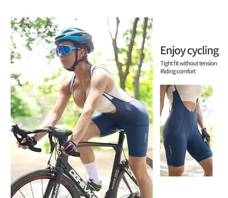 X-TIGER Damen Pro Radsport-Trägerhose, Sommer, Laika, atmungsaktiv, hochelastisch, ST-MULTI Buffer, MTB, Rennrad-Shorts – Detail 16