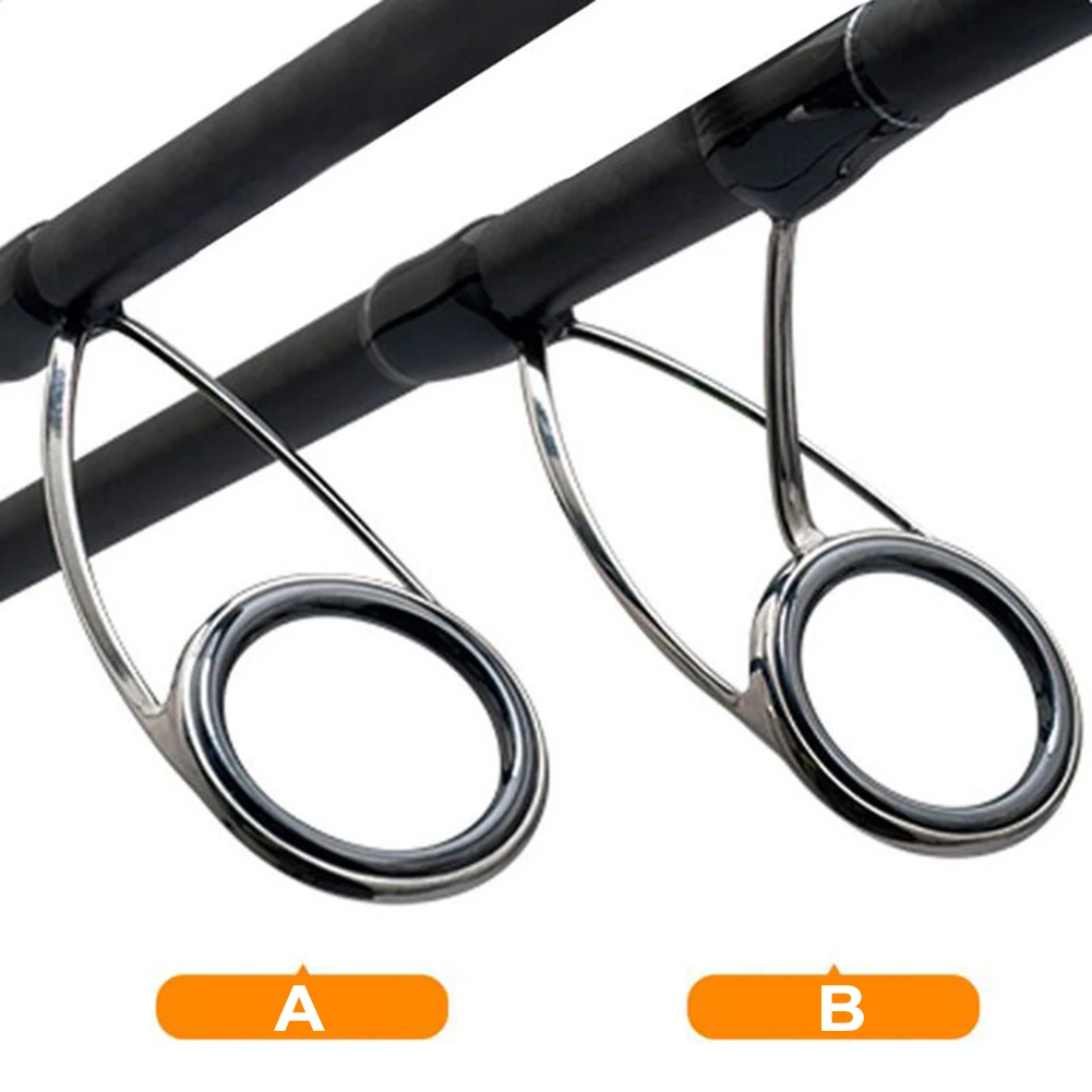 Fishing Rod Guide Ceramic Rings 9 Pcs Replacement Fishing Rod Top Ring Tip Eye Guide Repair Building Stainless Kit Set