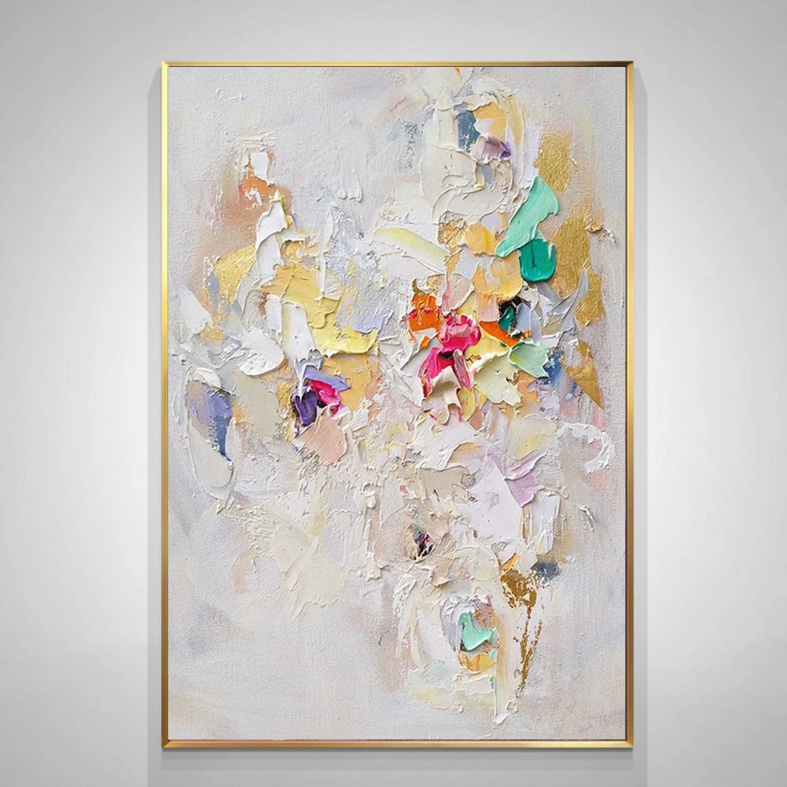 大きなテクスチャ抽象絵画カラフルな絵画白いテクスチャアートナイフ