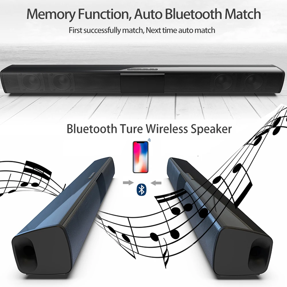Bluetooth 5.0 Soundbar Speaker BS-28B Stereo Surround Sound Home Cinema System F