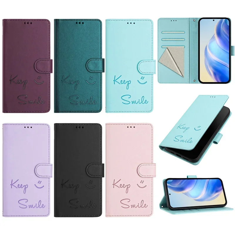 Luxurious Anti-Theft Leather Case with Smile Pattern Flip Shell
