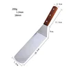 Kitchen Spatula Wooden Handle Grill Turner Stainless Steel Metal Scrape For Pancake Teppanyaki Griddle Cooking Utensil 5