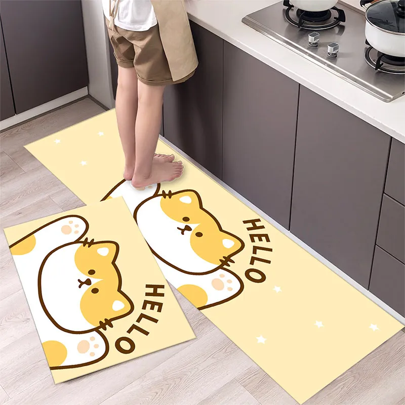 thumbnail image 1 of Alfombra de cocina antideslizante con estampado de dibujos animados, lavable, para entrada de casa, sala de estar, dormitorio, decorativa, 1 of 5