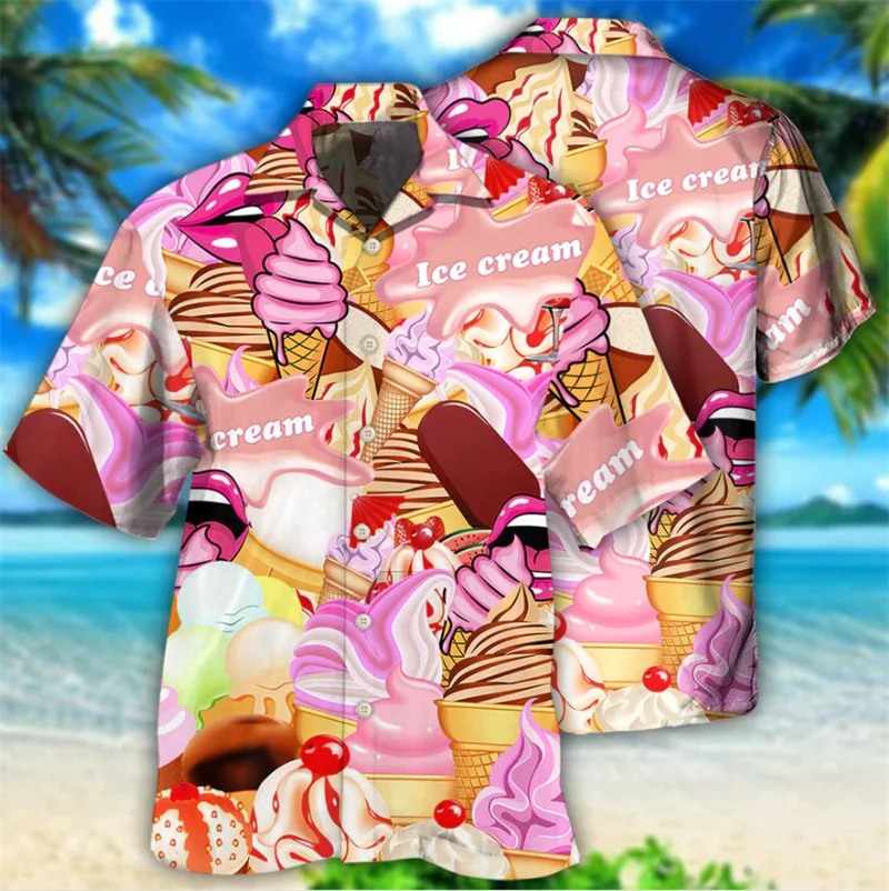 thumbnail image 1 of Camisas hawaianas con estampado de tartas de helado del 4 de julio, camisetas de helado Y2k de calle en 3D, camisetas de fiesta en la playa, camisetas de manga corta para hombres y mujeres, 1 of 5